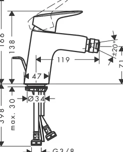 Hansgrohe Logis 70 Mitigeur bidet (71204000)