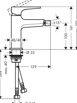 Robinet De Bidet|Hansgrohe Metropol Mitigeur bidet poignée manette, bonde Push-Open, Noir mat (32520670)
