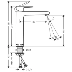 Robinet Lavabo Et Vasque|Hansgrohe Mitigeur de lavabo190 sans tirette ni vidage chromé