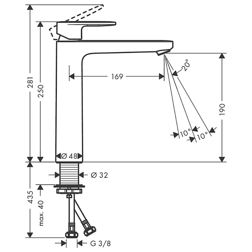 Robinet Lavabo Et Vasque|Hansgrohe Mitigeur de lavabo190 sans tirette ni vidage chromé