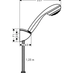Colonne De Douche Sans Robinetterie|Hansgrohe Set de douche Mitigeur Logis + Douchette à main 1 jet + Flexible + Support mural, Chrome (71600000-PORTER)