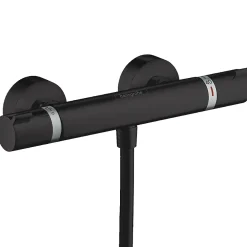 Colonne De Douche Sans Robinetterie|Hansgrohe Set de douche Mitigeur Ecostat Comfort + Barre Unica 65 cm + Douchette 3 jets Raindance 120 Select E, Noir mat