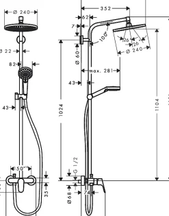 Hansgrohe Set de douche Showerpipe Crometta S 240 1jet, mitigeur mécanique (27269000)