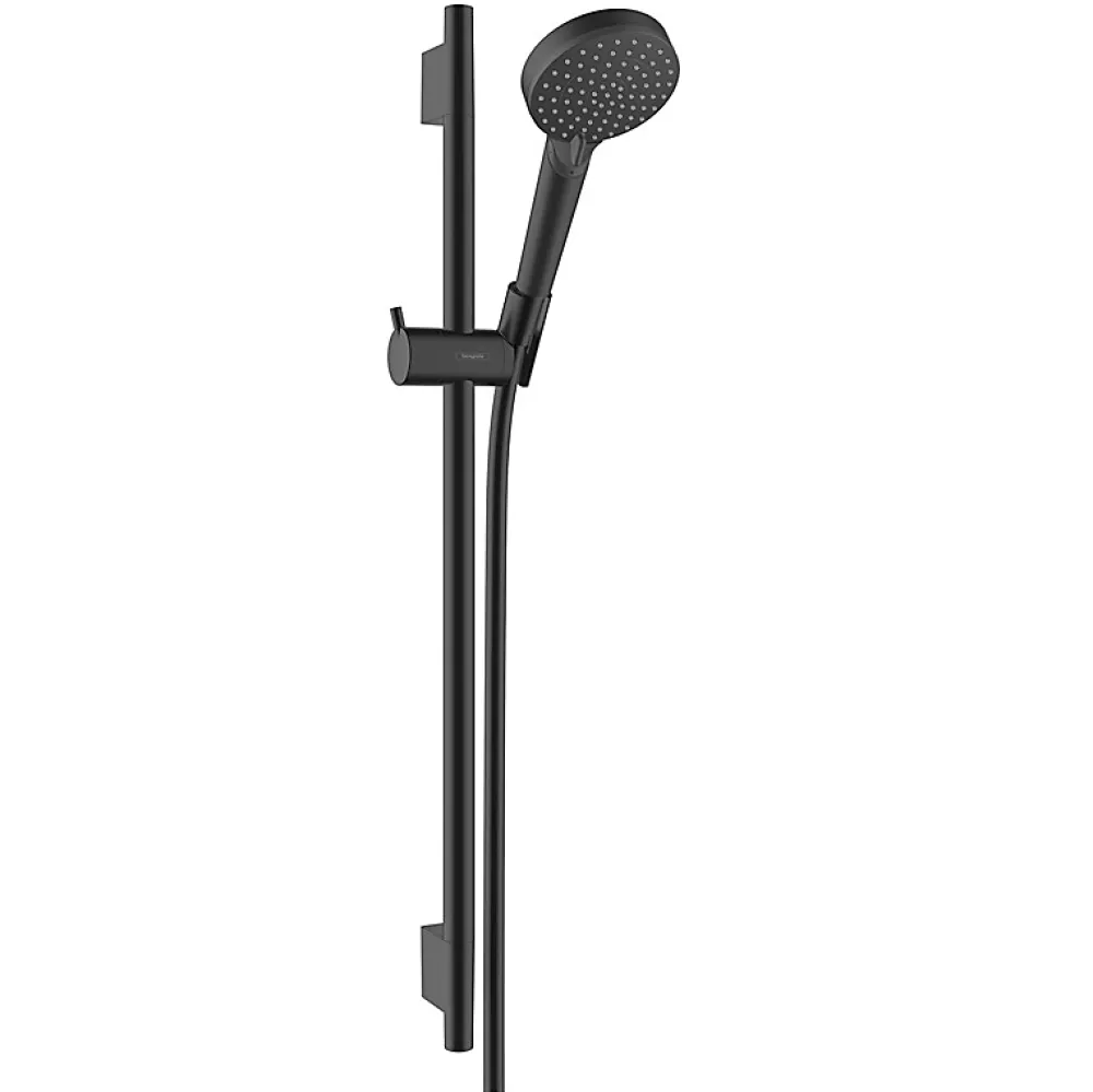 Pommeau De Douche, Flexible Et Barre De Douche|Hansgrohe Vernis Blend Set de douche avec douchette à main 2 jets + Barre Unica 65 cm, Noir mat (26422670)