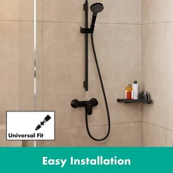Pommeau De Douche, Flexible Et Barre De Douche|Hansgrohe Vernis Blend Set de douche avec douchette à main 2 jets + Barre Unica 65 cm, Noir mat (26422670)