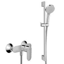 Colonne De Douche Sans Robinetterie|Hansgrohe Vernis Blend Set de douche mitigeur + Douchette à main 2 jets + Barre 65cm, Chrome (71640000-Vernis)