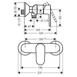 Colonne De Douche Sans Robinetterie|Hansgrohe Vernis Blend Set Mitigeur de douche + Douchette à main XXL 105mm 3 jets + Flexible de douche 125cm, support mural