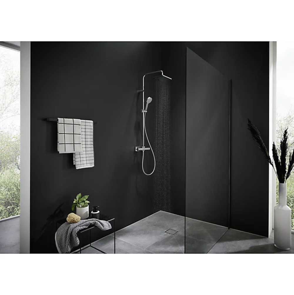 Hansgrohe Vernis Shape Colonne de douche 230 1jet Green 5,7 l/min avec mitigeur thermostatique, Chrome (26319000)