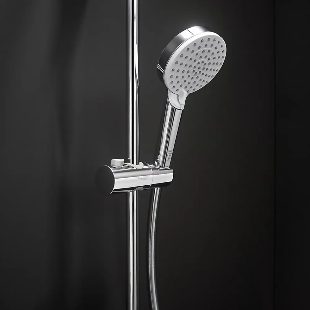 Hansgrohe Vernis Shape Colonne de douche 230 1jet Green 5,7 l/min avec mitigeur thermostatique, Chrome (26319000)