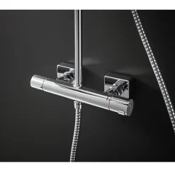 Hansgrohe Vernis Shape Colonne de douche 230 1jet Green 5,7 l/min avec mitigeur thermostatique, Chrome (26319000)