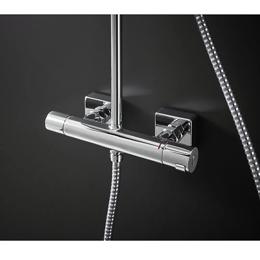 Hansgrohe Vernis Shape Colonne de douche 230 1jet Green 5,7 l/min avec mitigeur thermostatique, Chrome (26319000)