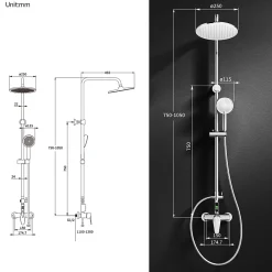 Homelody Colonne de Douche avec Affichage LED Température Mitigeur Mécanique, Douchette 3 Jets, Hauteur Réglable