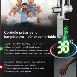 Homelody Colonne de Douche avec Affichage LED Température Mitigeur Mécanique, Douchette 3 Jets, Hauteur Réglable