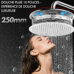 Homelody Colonne de Douche avec Affichage LED Température Mitigeur Mécanique, Douchette 3 Jets, Hauteur Réglable