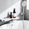 Robinet De Baignoire|Homelody Robinet Baignoire avec Tablette370 mm, Douchette à Main et Sortie Bain, Chrome