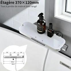 Robinet De Baignoire|Homelody Robinet Baignoire avec Tablette370 mm, Douchette à Main et Sortie Bain, Chrome