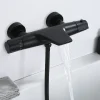 Homelody Robinet de Baignoire Thermostatique Noir, Design Cascade, Sécurité Anti-brûlure, Laiton
