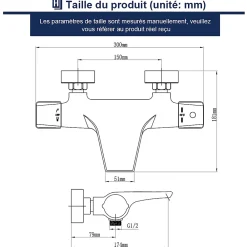 Homelody Robinet de Baignoire Thermostatique Noir, Design Cascade, Sécurité Anti-brûlure, Laiton