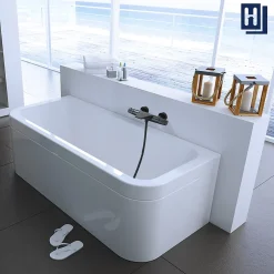 Homelody Robinet de Baignoire Thermostatique Noir, Design Cascade, Sécurité Anti-brûlure, Laiton