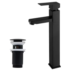 Robinet Lavabo Et Vasque|Homelody Robinet Lavabo Haut Noir + Vidage Pop-Up Automatique, Ensemble Robinetterie Moderne
