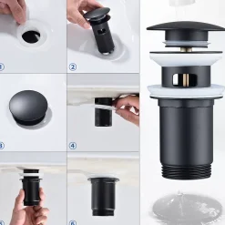 Robinet Lavabo Et Vasque|Homelody Robinet Lavabo Haut Noir + Vidage Pop-Up Automatique, Ensemble Robinetterie Moderne