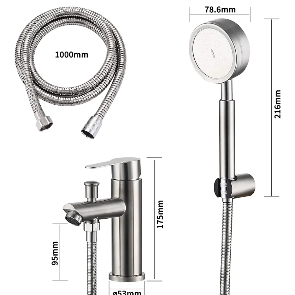 Homelody Robinet Salle de Bain Mitigeur de Douche avec Pommeau et Flexible Kit de Robinet Monotrou à Double Usage