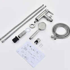 Homelody Robinet Salle de Bain Mitigeur de Douche avec Pommeau et Flexible Kit de Robinet Monotrou à Double Usage