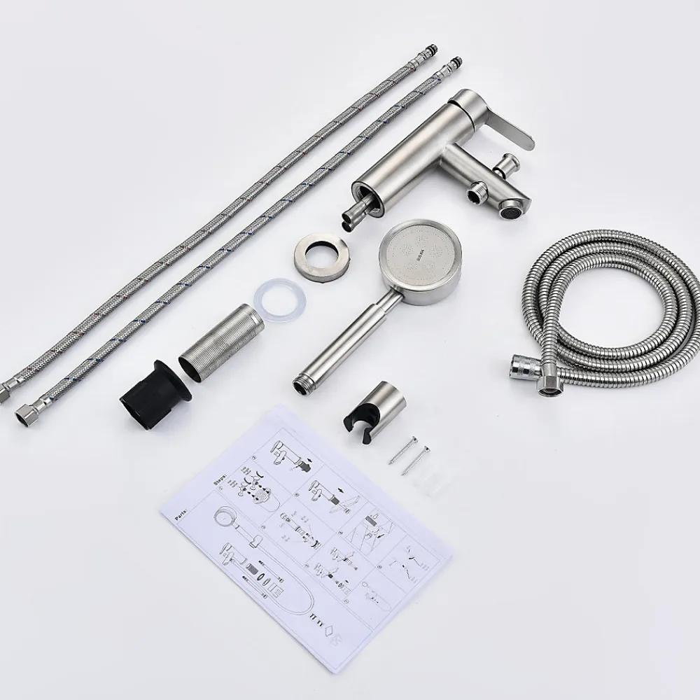 Homelody Robinet Salle de Bain Mitigeur de Douche avec Pommeau et Flexible Kit de Robinet Monotrou à Double Usage