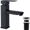 Robinet Lavabo Et Vasque|Homelody Set Mitigeur Lavabo Noir Mat + Bonde Pop-Up Universelle avec Trop-Plein
