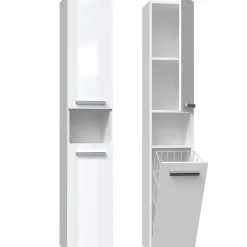 Topeshop HORTI - Meuble salle de bain avec panier à linge - 31x30x174cm - Colonne rangement SDB