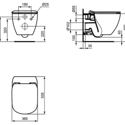 Wc Suspendu|Ideal Standard WC suspendu Tesi Aquablade avec abattant