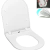 Abattant Wc|Idevit Abattant WC Ultra mince, à fermeture douce Softclose adaptable sur la plupart des cuvettes, blanc (EASYSLIM44)
