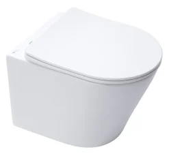 Wc Suspendu|Swiss Aqua Technologies Infinitio WC suspendu sans bride fixations invisibles, Abattant frein de chute, Blanc mat SATINF010RREXPWM