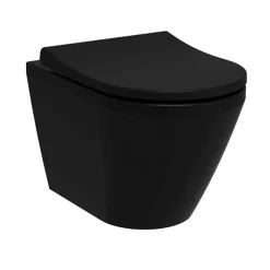 Wc Suspendu|Vitra Integra WC sans bride + Abattant avec frein de chute en Duroplast, Noir mat (7041-083-6285)