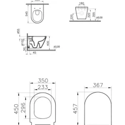 Wc Suspendu|Vitra Integra WC sans bride + Abattant avec frein de chute en Duroplast, Noir mat (7041-083-6285)