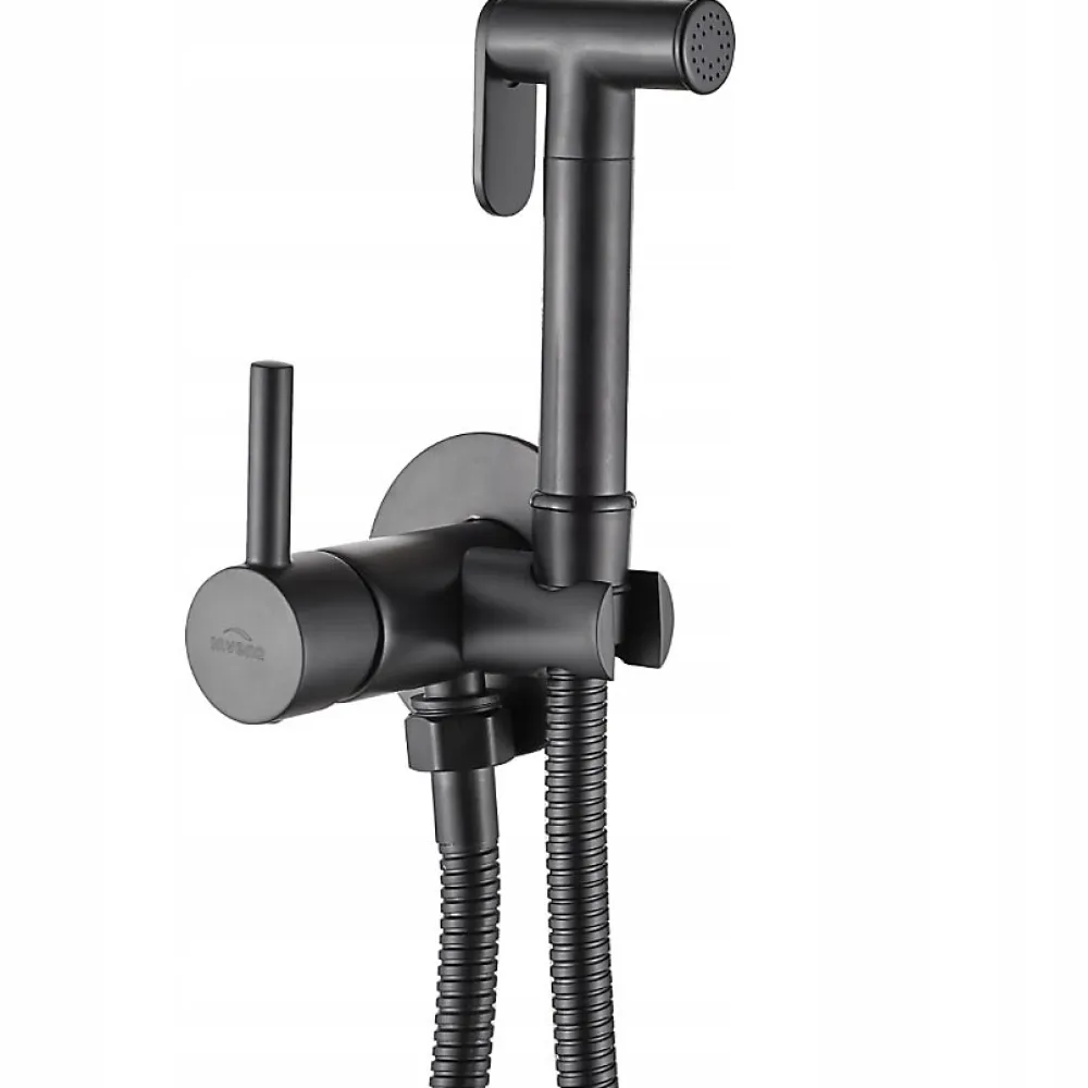 Invena Robinet Bidet Douchette Noir Mural Monocommande