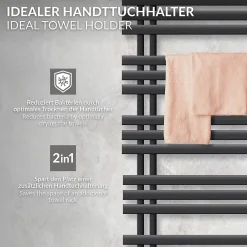 Luxebath Iron EM Design Radiateur Sèche-Serviettes - 500 x 1600 mm - Anthracite - Chauffage Moderne -Radiateur