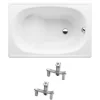 Baignoire Droite|Jika (Groupe Roca) Riga 105x70 cm baignoire gain de place 120 L en acier émaillé avec pieds, gauche et droite, blanc (3400-SET)
