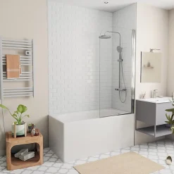 Baignoire Droite|Jika (Groupe Roca) 140x70 cm Ensemble baignoire Riga universelle + Pare baignoire pivotant chrome + pieds (A140-SETP)