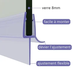 Sirhona Joint de porte de douche 900mm pour paroi en verre de 8mm
