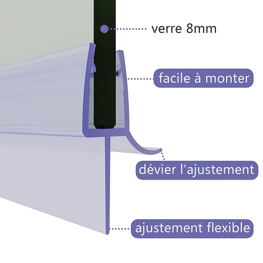 Sirhona Joint de porte de douche 900mm pour paroi en verre de 8mm