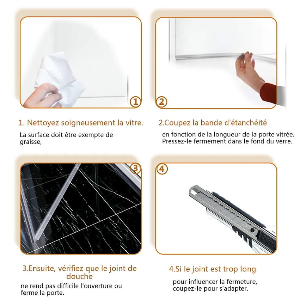 Paroi De Douche|Sirhona Joint de porte de douche 1000mm pour paroi en verre de 6mm ou 7mm