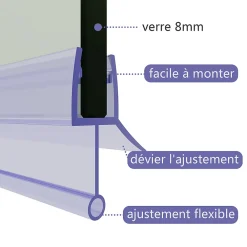 Paroi De Douche|Sirhona Joint de porte de douche 1000mm pour paroi en verre de 6mm ou 7mm