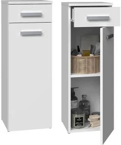 Colonne De Salle De Bains|Meuble De Salle De Bains Faible Profondeur|Autres JOKKE - Meuble salle de bain 1 porte + 1 tiroir - 30x30x85cm - Colonne basse rangement SDB