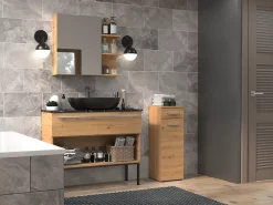 Autres JOKKE - Meuble salle de bain 1 porte + 1 tiroir - 30x30x85cm - Colonne basse rangement SDB
