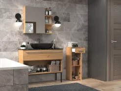 Autres JOKKE - Meuble salle de bain 1 porte + 1 tiroir - 30x30x85cm - Colonne basse rangement SDB