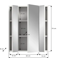 Chb Collection Kai - Armoire de toilette (L/H/P : 60x70x18 cm) en imitation blanc