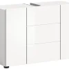 Chb Collection Kai - Armoire sous lavabo (L/H/P : 82x56x34 cm) en mélaminé blanc et blanc brillant profond