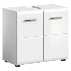 Chb Collection Kai - Armoire sous lavabo (L/H/P : 60x54x32 cm) en mélaminé blanc