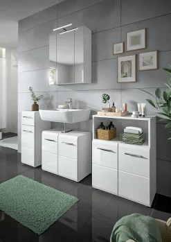 Chb Collection Kai - Armoire sous lavabo (L/H/P : 60x54x32 cm) en mélaminé blanc
